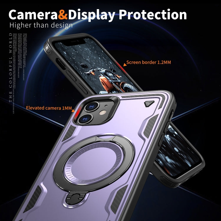 For iPhone 11 PC Hybrid TPU Armor MagSafe Ring Holder Phone Case