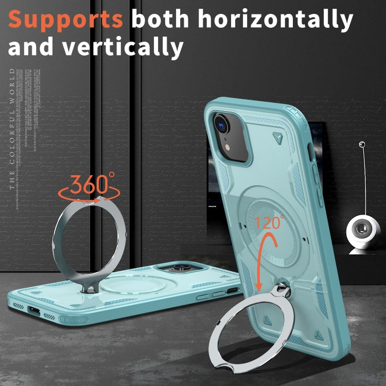 For iPhone XR PC Hybrid TPU Armor MagSafe Ring Holder Phone Case