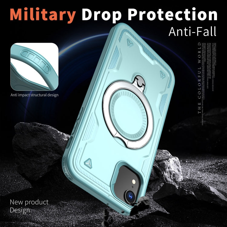 For iPhone XR PC Hybrid TPU Armor MagSafe Ring Holder Phone Case