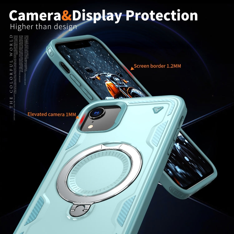 For iPhone XR PC Hybrid TPU Armor MagSafe Ring Holder Phone Case