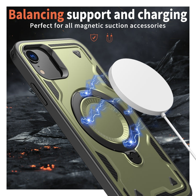 For iPhone XR PC Hybrid TPU Armor MagSafe Ring Holder Phone Case