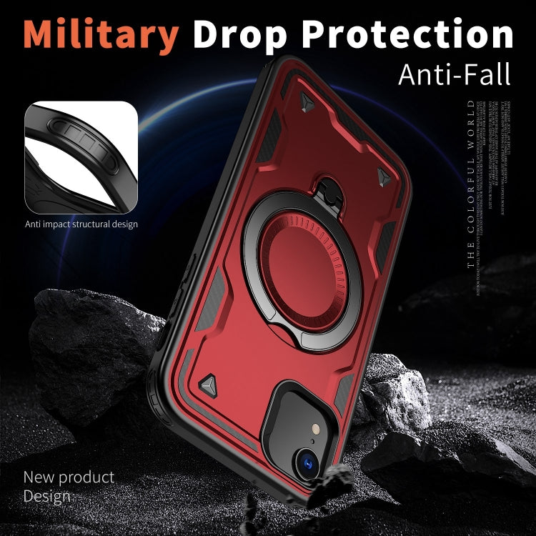For iPhone XR PC Hybrid TPU Armor MagSafe Ring Holder Phone Case