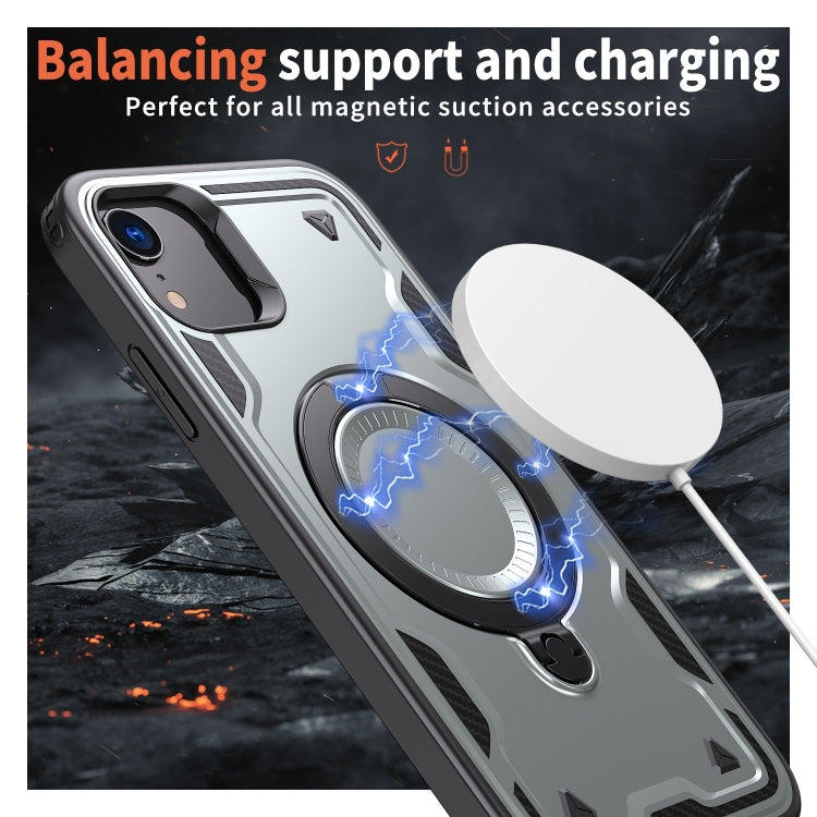 For iPhone XR PC Hybrid TPU Armor MagSafe Ring Holder Phone Case