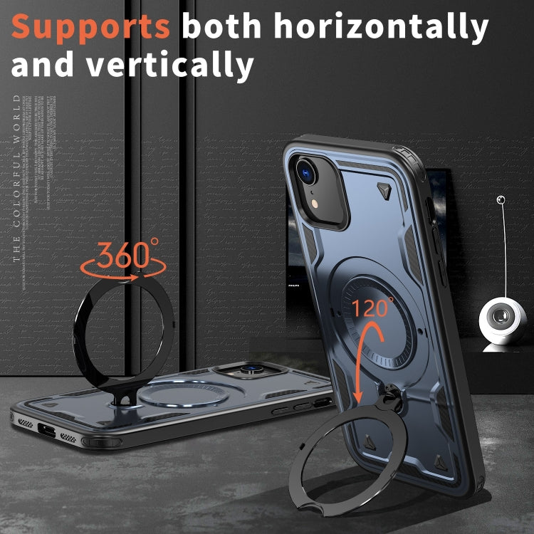 For iPhone XR PC Hybrid TPU Armor MagSafe Ring Holder Phone Case