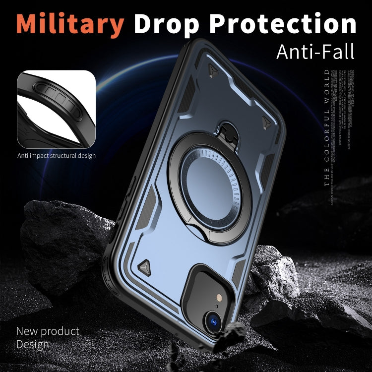 For iPhone XR PC Hybrid TPU Armor MagSafe Ring Holder Phone Case