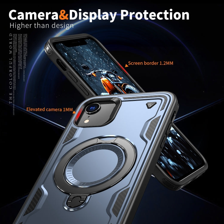 For iPhone XR PC Hybrid TPU Armor MagSafe Ring Holder Phone Case