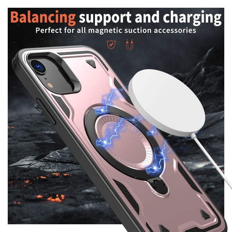 For iPhone XR PC Hybrid TPU Armor MagSafe Ring Holder Phone Case