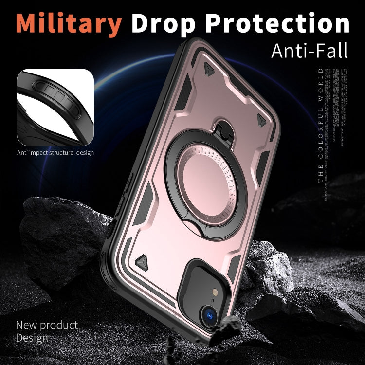 For iPhone XR PC Hybrid TPU Armor MagSafe Ring Holder Phone Case