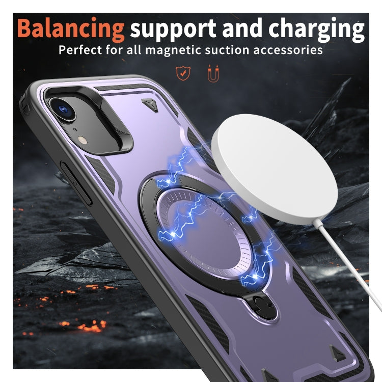 For iPhone XR PC Hybrid TPU Armor MagSafe Ring Holder Phone Case