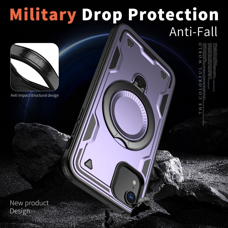 For iPhone XR PC Hybrid TPU Armor MagSafe Ring Holder Phone Case