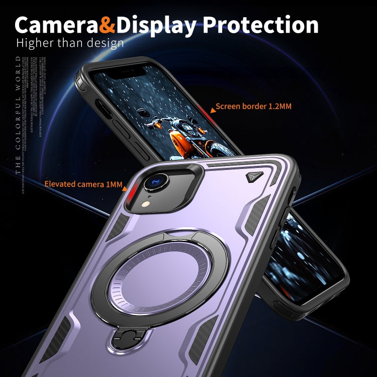 For iPhone XR PC Hybrid TPU Armor MagSafe Ring Holder Phone Case