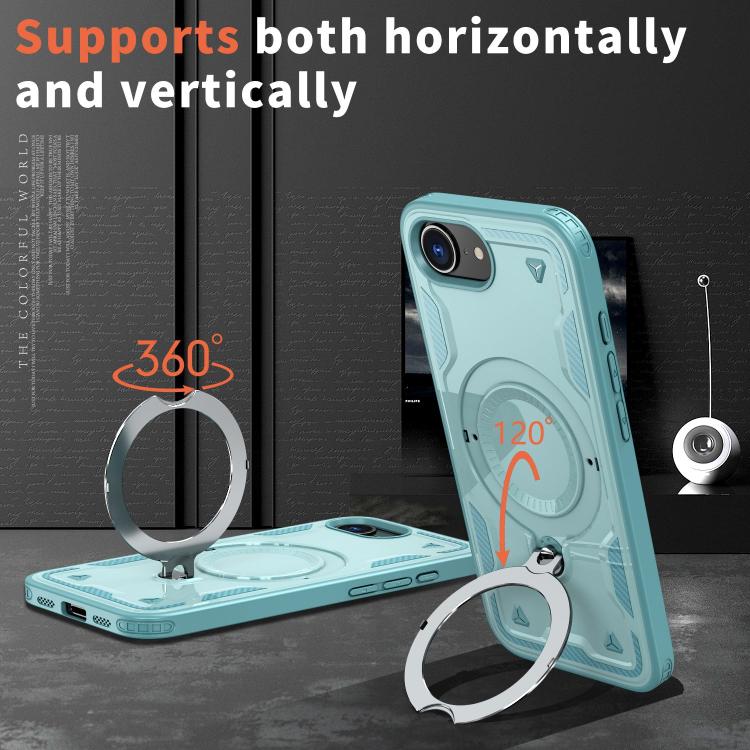 For iPhone 17e / 16e PC Hybrid TPU Armor MagSafe Ring Holder Phone Case