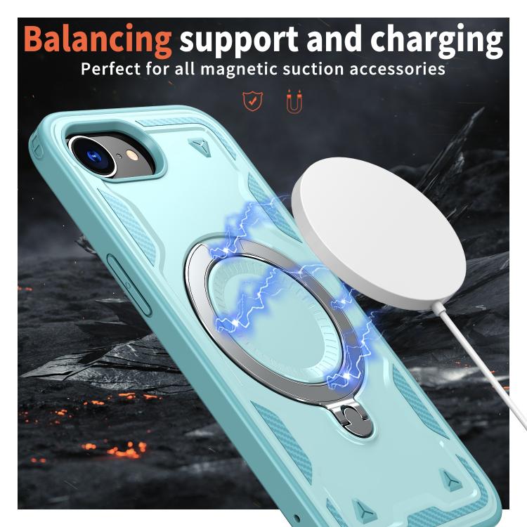 For iPhone 17e / 16e PC Hybrid TPU Armor MagSafe Ring Holder Phone Case