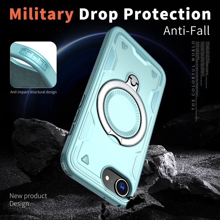 For iPhone 17e / 16e PC Hybrid TPU Armor MagSafe Ring Holder Phone Case