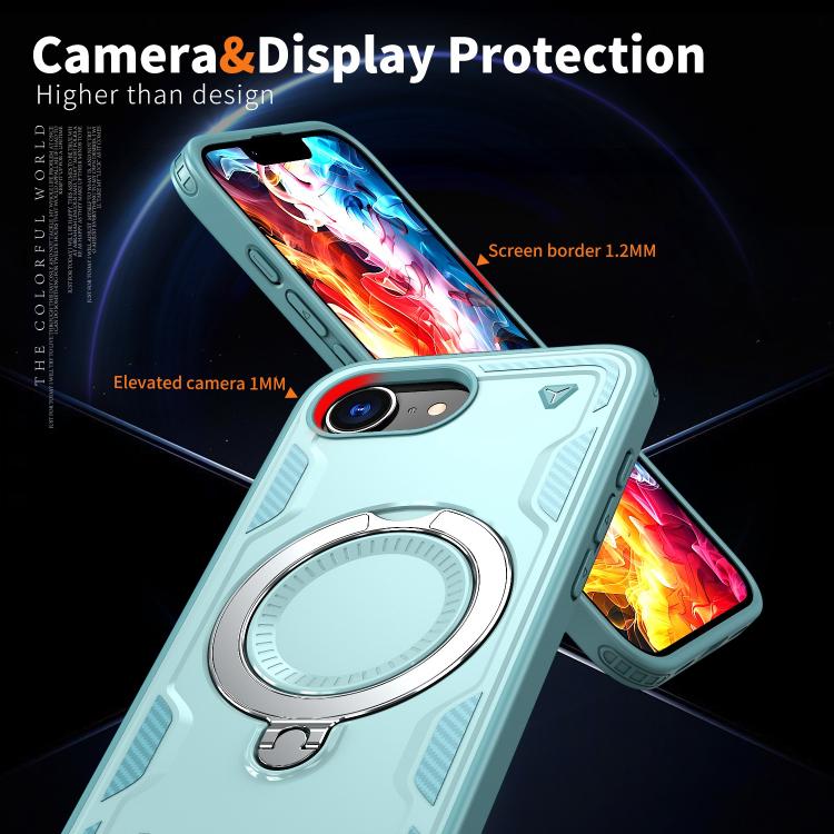 For iPhone 17e / 16e PC Hybrid TPU Armor MagSafe Ring Holder Phone Case