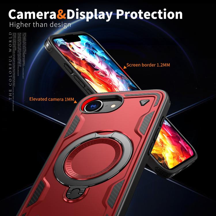 For iPhone 17e / 16e PC Hybrid TPU Armor MagSafe Ring Holder Phone Case