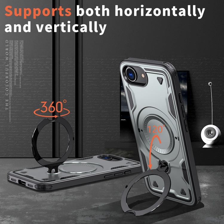 For iPhone 17e / 16e PC Hybrid TPU Armor MagSafe Ring Holder Phone Case