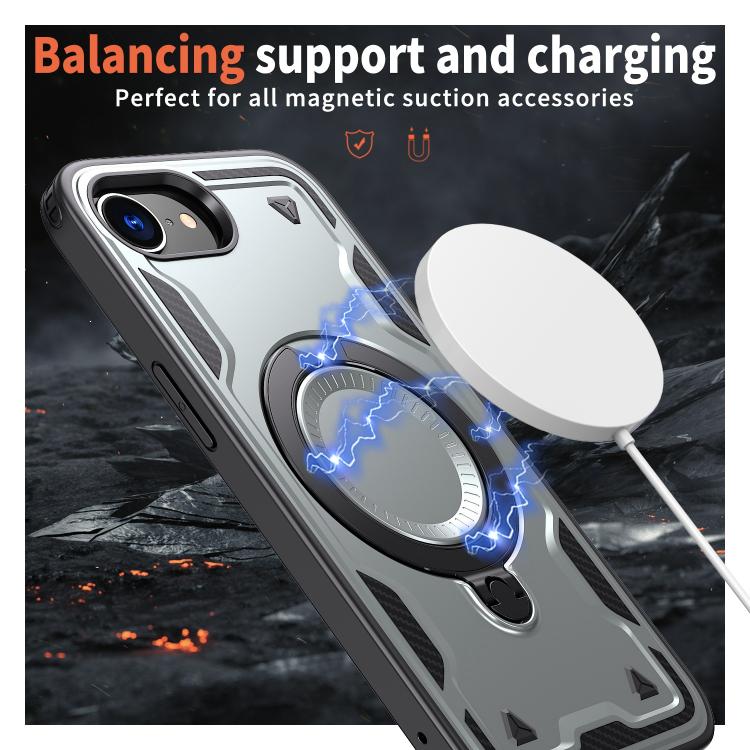 For iPhone 17e / 16e PC Hybrid TPU Armor MagSafe Ring Holder Phone Case
