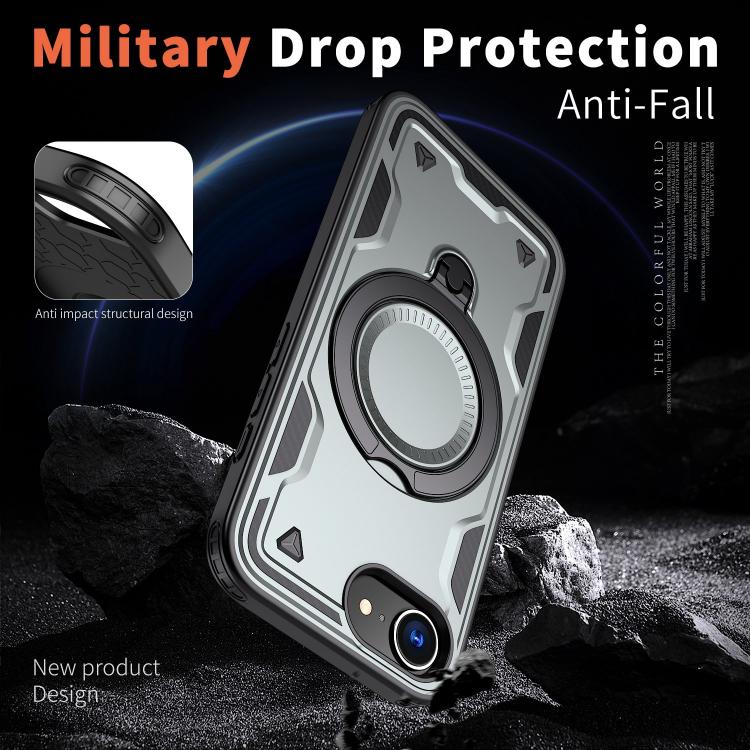 For iPhone 17e / 16e PC Hybrid TPU Armor MagSafe Ring Holder Phone Case
