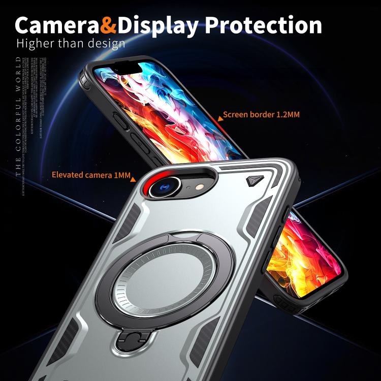 For iPhone 17e / 16e PC Hybrid TPU Armor MagSafe Ring Holder Phone Case