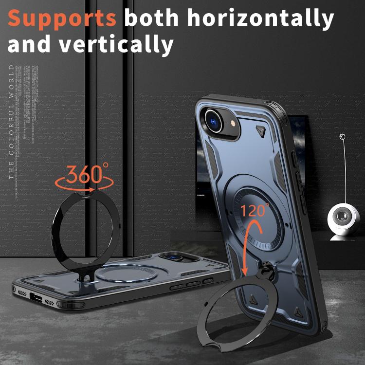 For iPhone 17e / 16e PC Hybrid TPU Armor MagSafe Ring Holder Phone Case
