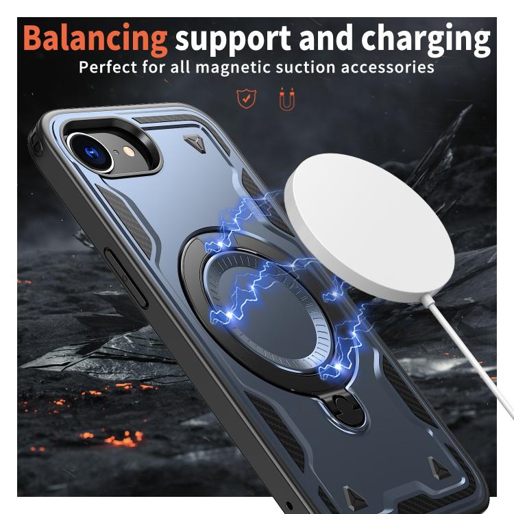 For iPhone 17e / 16e PC Hybrid TPU Armor MagSafe Ring Holder Phone Case