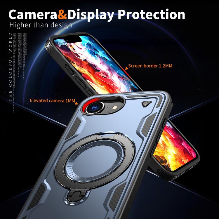 For iPhone 17e / 16e PC Hybrid TPU Armor MagSafe Ring Holder Phone Case