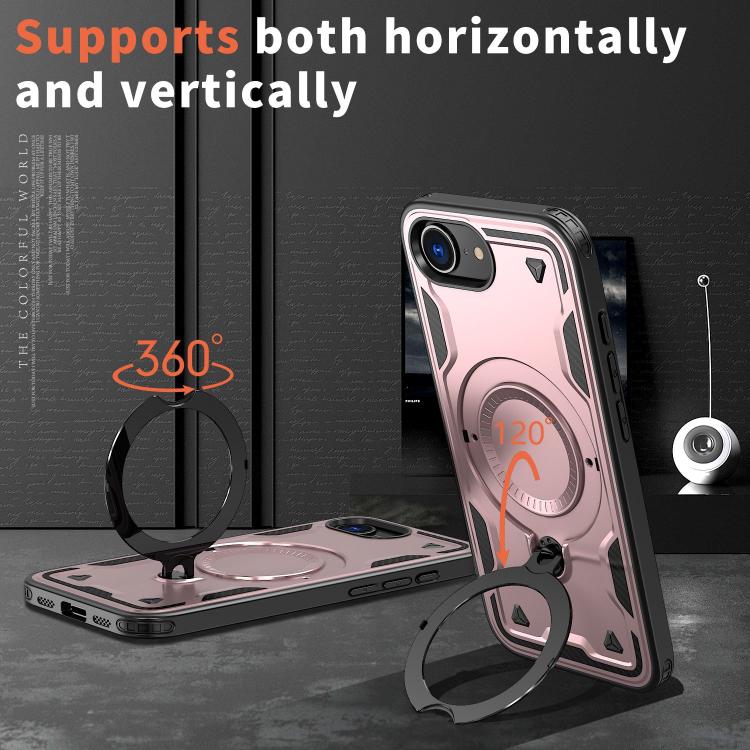 For iPhone 17e / 16e PC Hybrid TPU Armor MagSafe Ring Holder Phone Case
