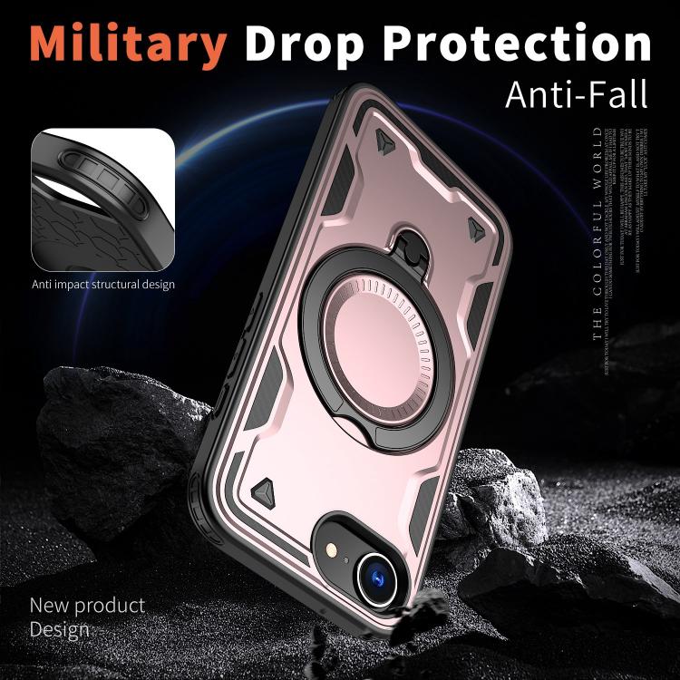 For iPhone 17e / 16e PC Hybrid TPU Armor MagSafe Ring Holder Phone Case