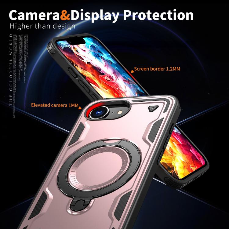 For iPhone 17e / 16e PC Hybrid TPU Armor MagSafe Ring Holder Phone Case