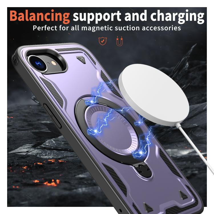 For iPhone 17e / 16e PC Hybrid TPU Armor MagSafe Ring Holder Phone Case