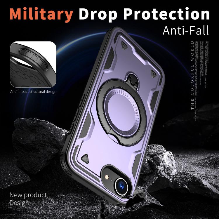 For iPhone 17e / 16e PC Hybrid TPU Armor MagSafe Ring Holder Phone Case