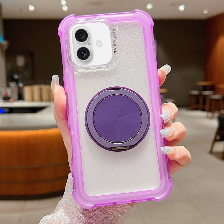 For iPhone 16 Matte TPU Hybrid PC 3-in-1 MagSafe Holder Phone Case