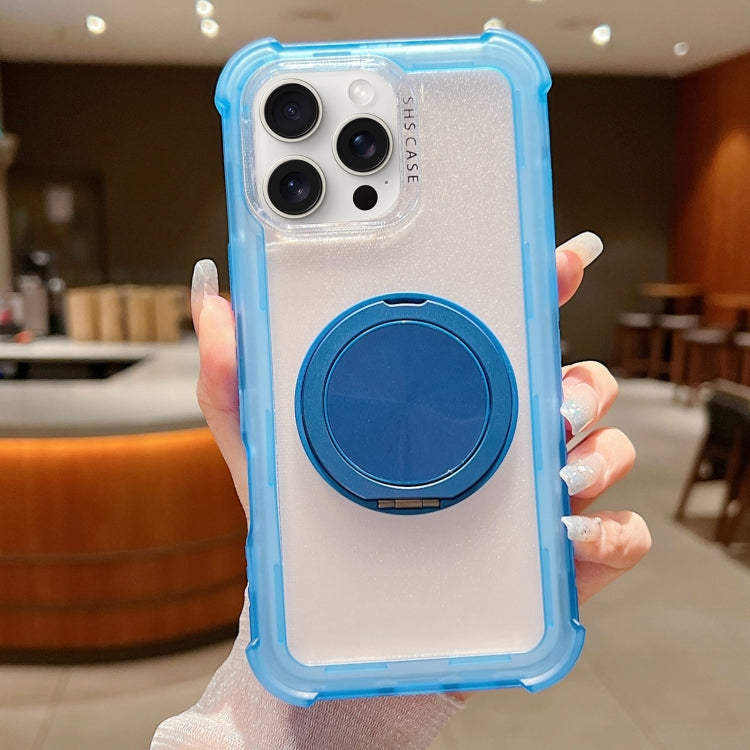 For iPhone 15 Pro Max Matte TPU Hybrid PC 3-in-1 MagSafe Holder Phone Case
