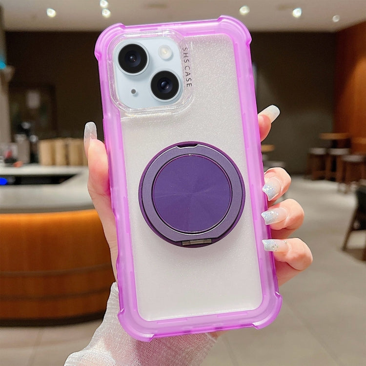 For iPhone 15 Matte TPU Hybrid PC 3-in-1 MagSafe Holder Phone Case