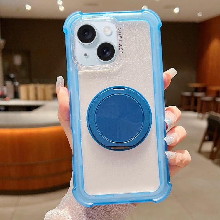 For iPhone 15 Matte TPU Hybrid PC 3-in-1 MagSafe Holder Phone Case