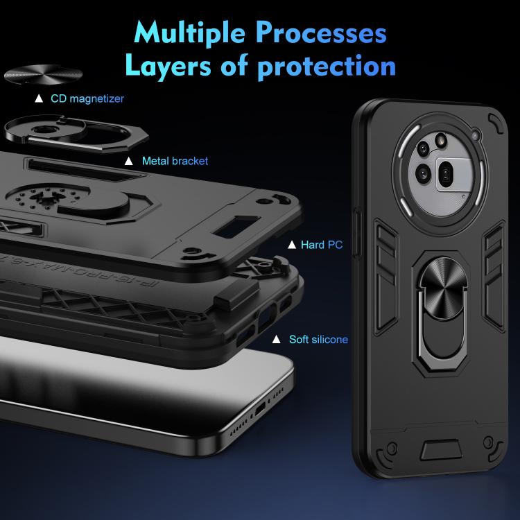 For Nothing Phone 3a Pro Shockproof Metal Ring Holder Phone Case