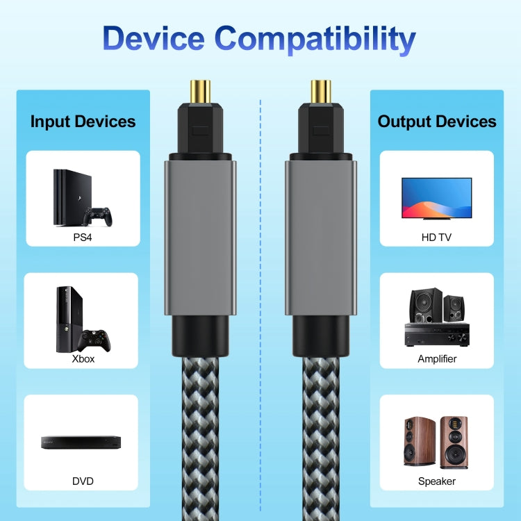 OD5.0mm Toslink Male to Male Digital Optical Audio Cable, Length:1m