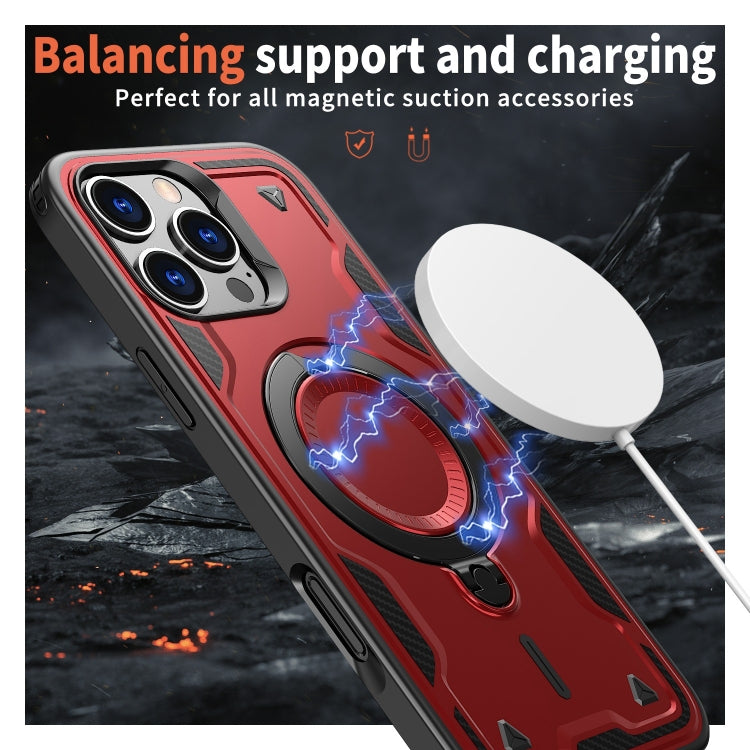 For iPhone 16 Pro Max PC Hybrid TPU Armor MagSafe Ring Holder Phone Case