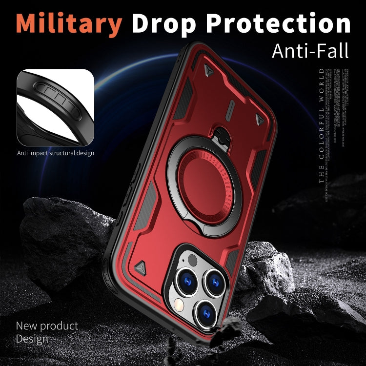For iPhone 16 Pro Max PC Hybrid TPU Armor MagSafe Ring Holder Phone Case