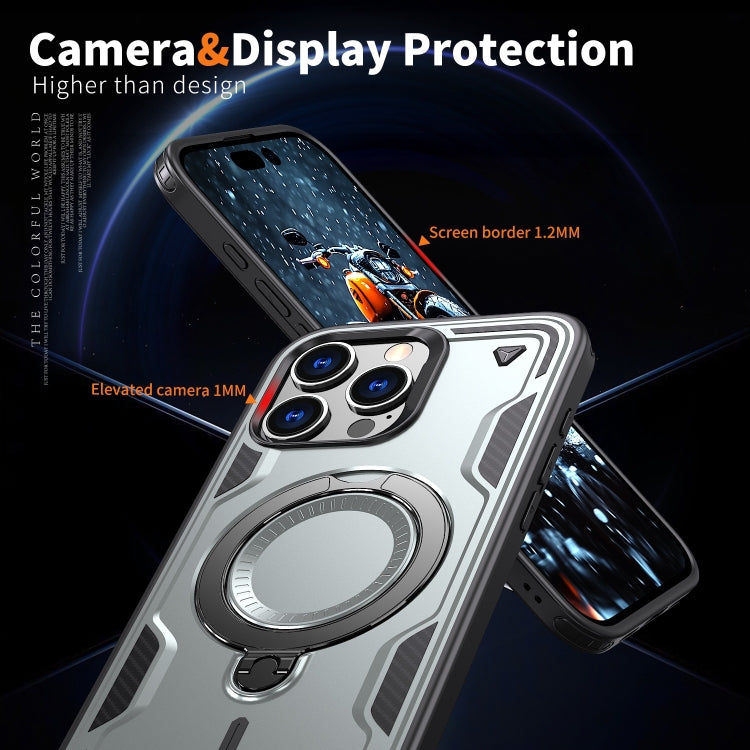 For iPhone 16 Pro Max PC Hybrid TPU Armor MagSafe Ring Holder Phone Case