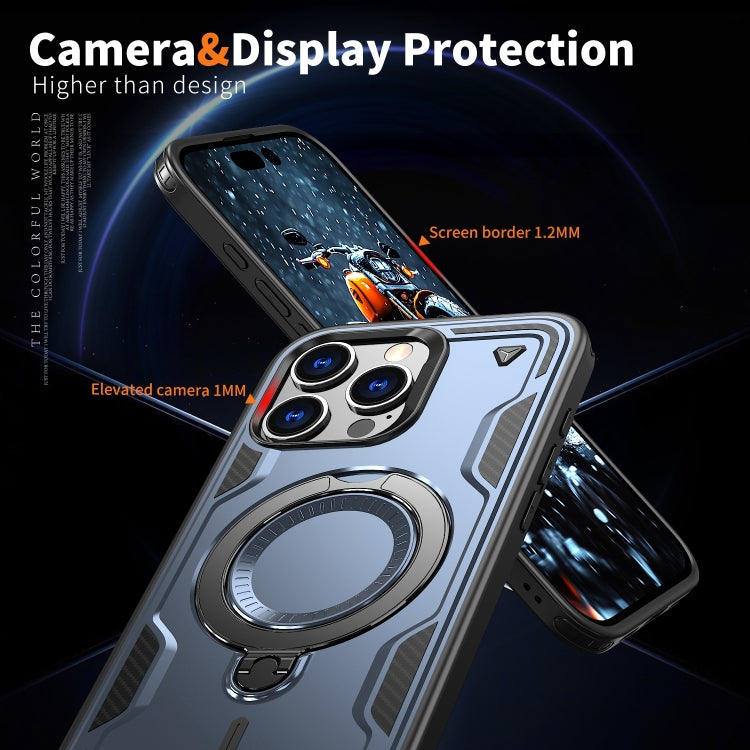 For iPhone 16 Pro Max PC Hybrid TPU Armor MagSafe Ring Holder Phone Case
