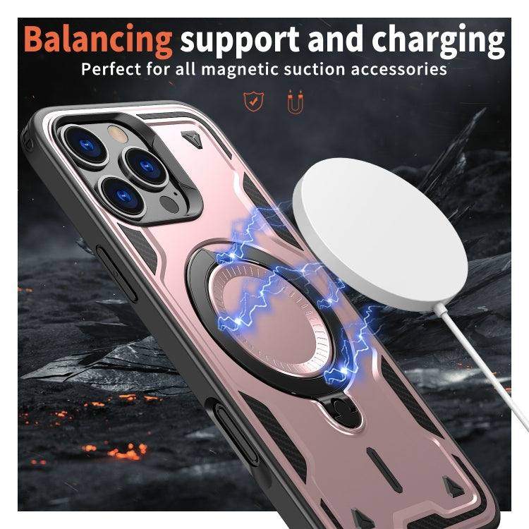 For iPhone 16 Pro Max PC Hybrid TPU Armor MagSafe Ring Holder Phone Case