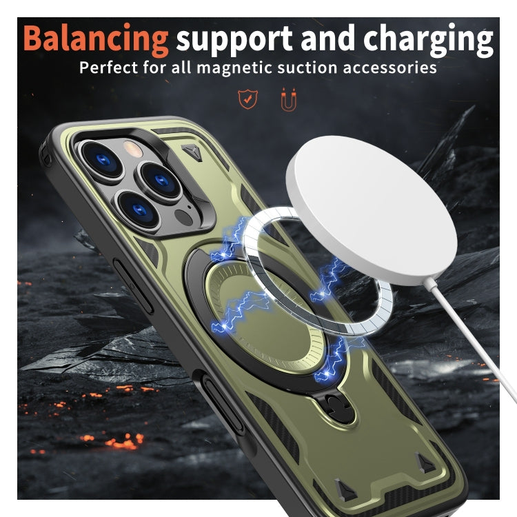 For iPhone 16 Pro PC Hybrid TPU Armor MagSafe Ring Holder Phone Case