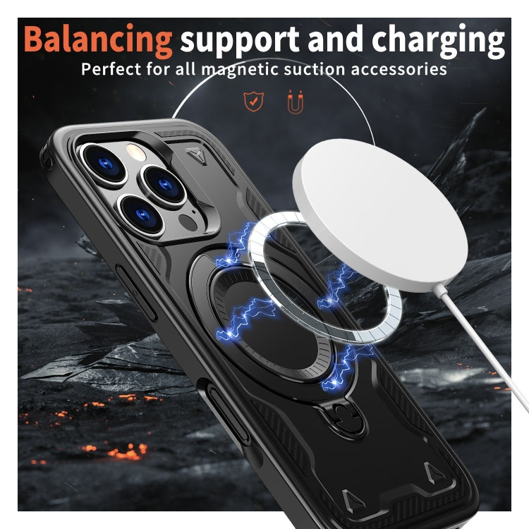 For iPhone 16 Pro PC Hybrid TPU Armor MagSafe Ring Holder Phone Case