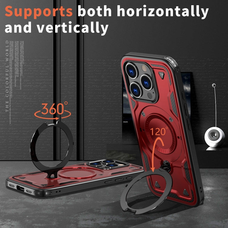 For iPhone 16 Pro PC Hybrid TPU Armor MagSafe Ring Holder Phone Case