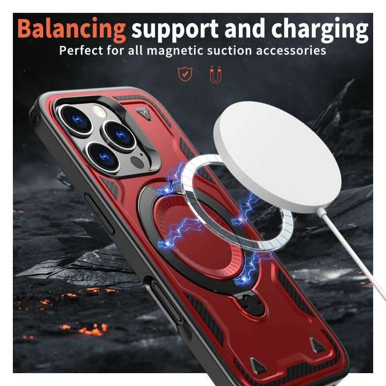 For iPhone 16 Pro PC Hybrid TPU Armor MagSafe Ring Holder Phone Case