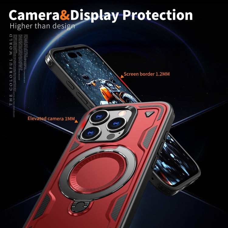 For iPhone 16 Pro PC Hybrid TPU Armor MagSafe Ring Holder Phone Case