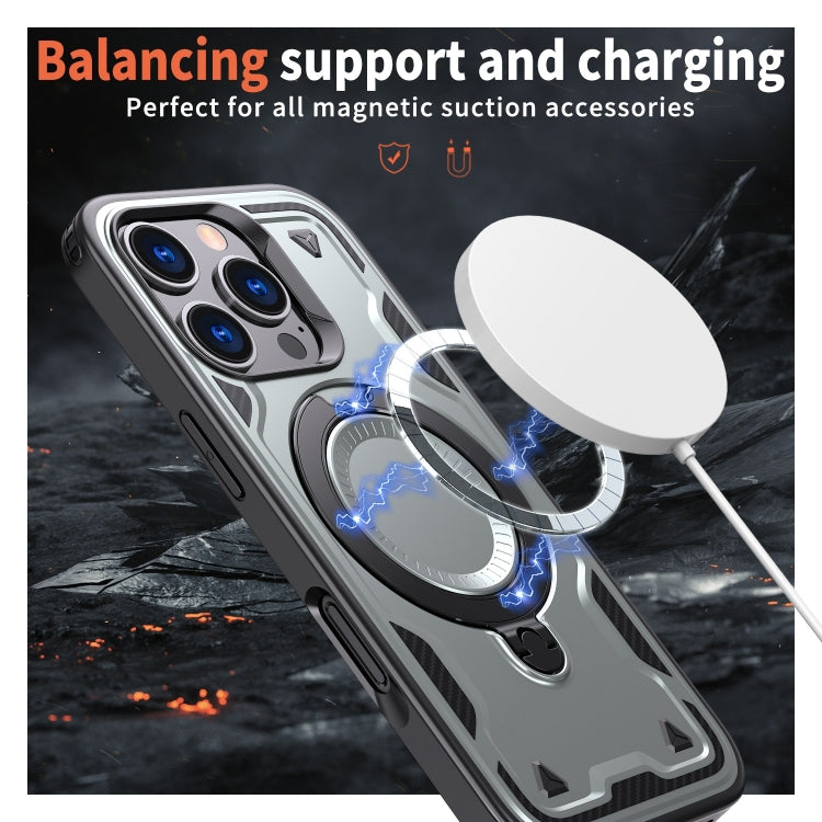 For iPhone 16 Pro PC Hybrid TPU Armor MagSafe Ring Holder Phone Case