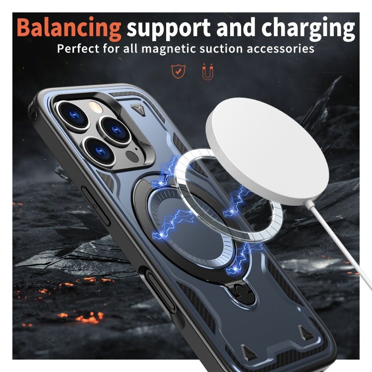 For iPhone 16 Pro PC Hybrid TPU Armor MagSafe Ring Holder Phone Case